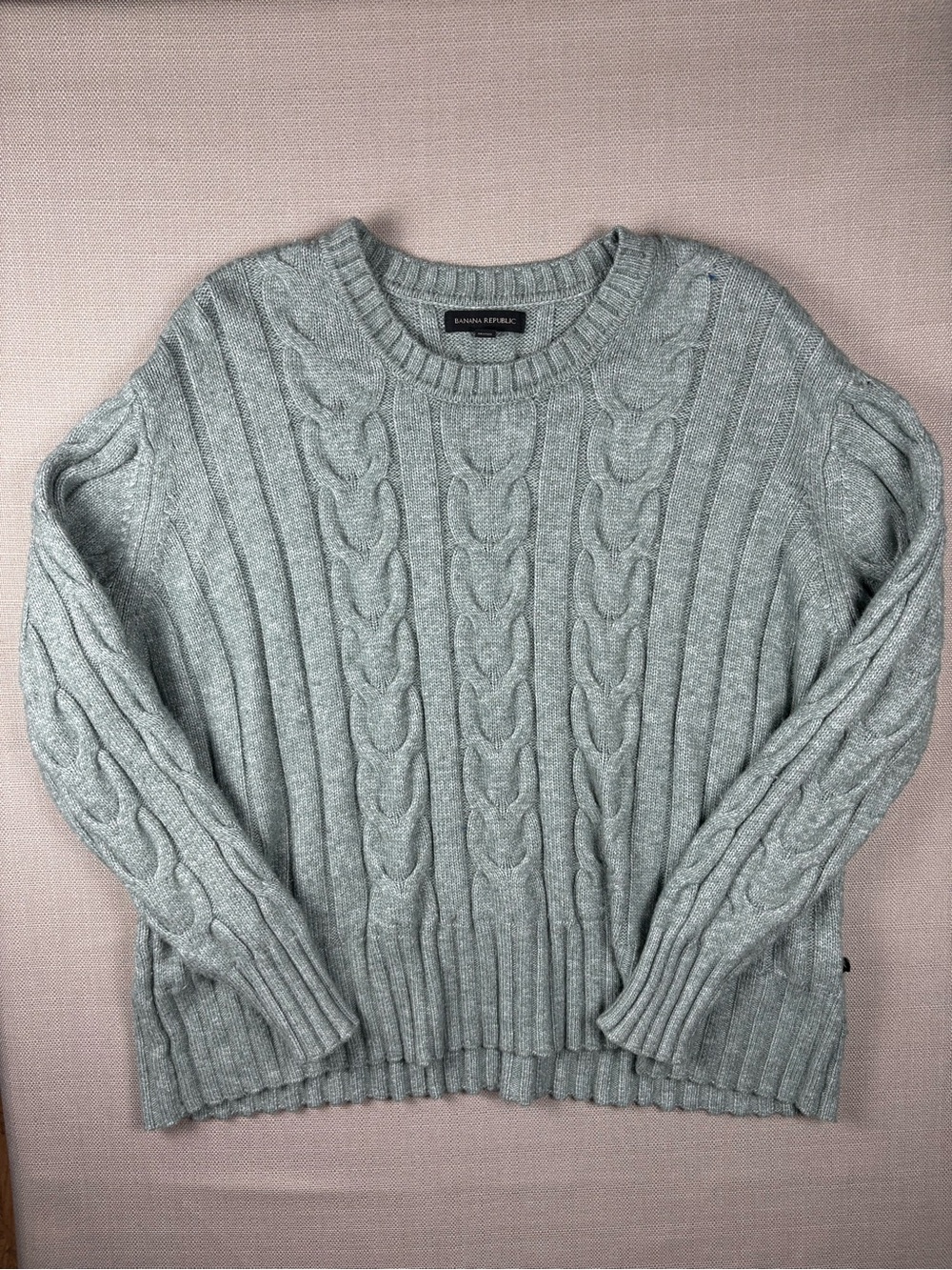 Banana Republic Womens XXL Mint Cable Knit Sweater Crewneck Pullover Oversized